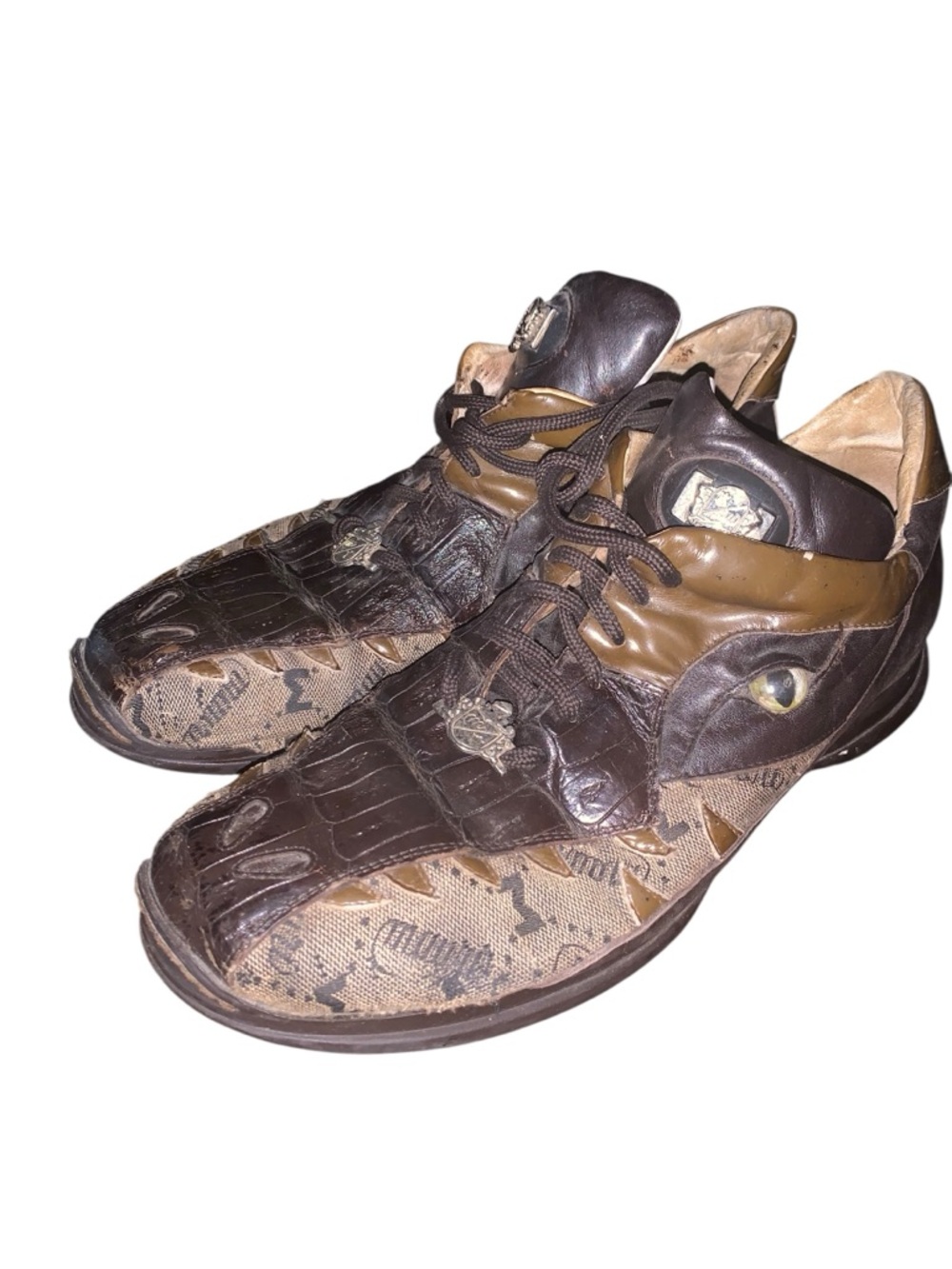 Mauri 8770 Dark Brown Baby Crocodile + Fabric Sneakers - Picture 3 of 7